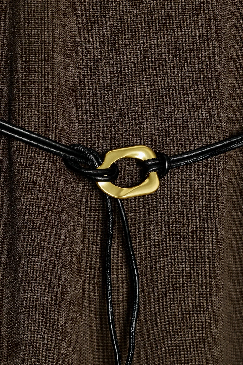 KNIT BELTED DRESS