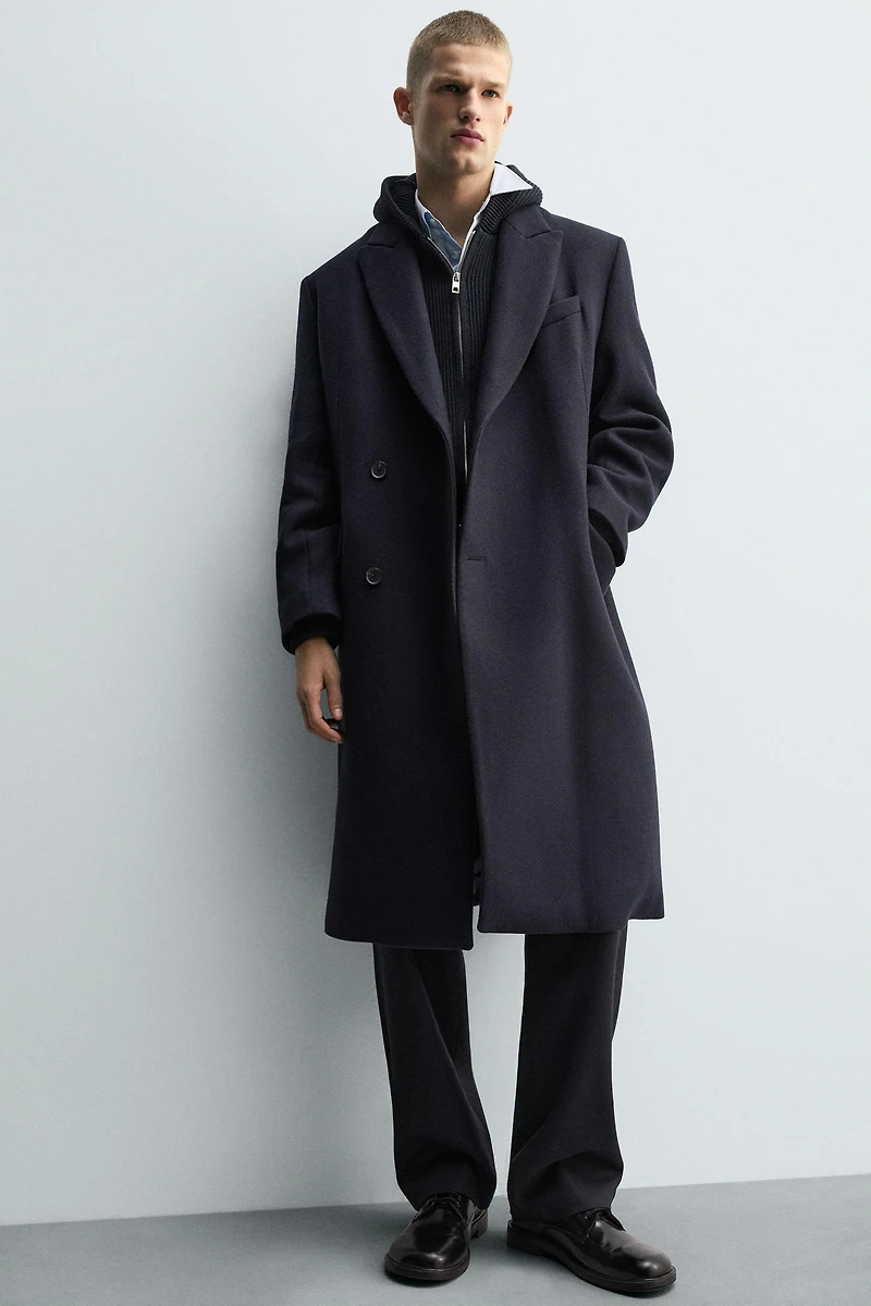 TEXTURED WOOL BLEND COAT