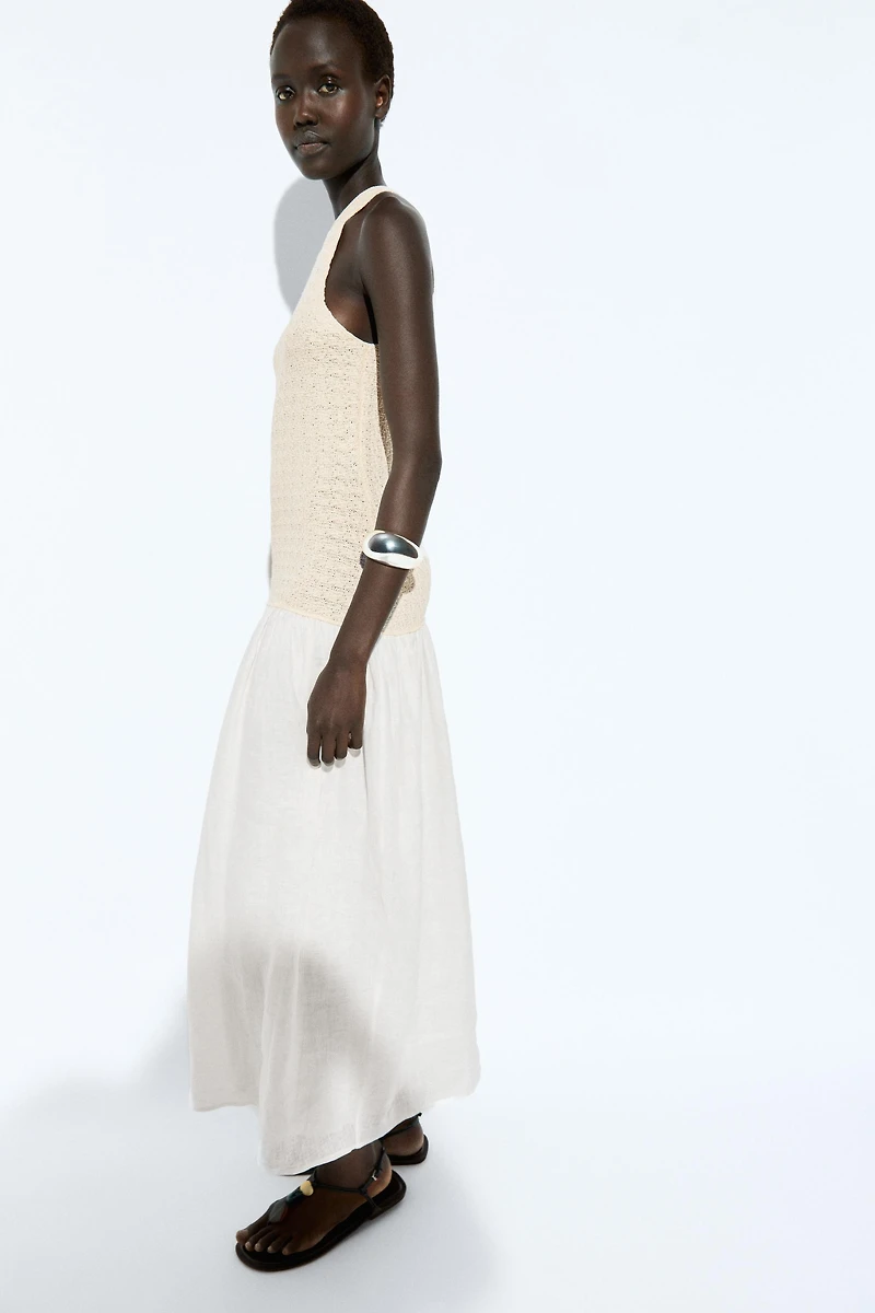 Combined halter midi dress