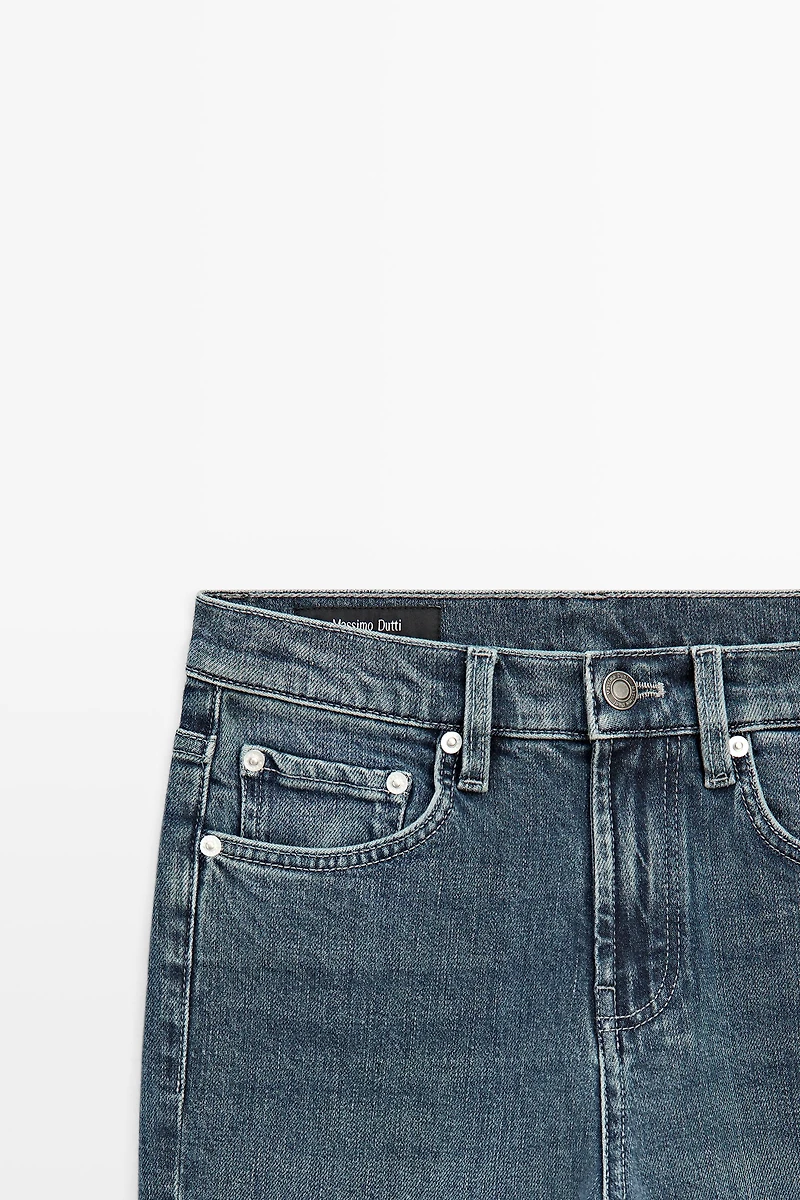 Mid-rise cropped slim fit jeans