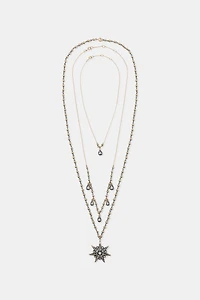 PACK OF 3 CRYSTAL STAR NECKLACES