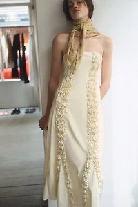 MIDI DRESS WITH EMBOSSED RUFFLES