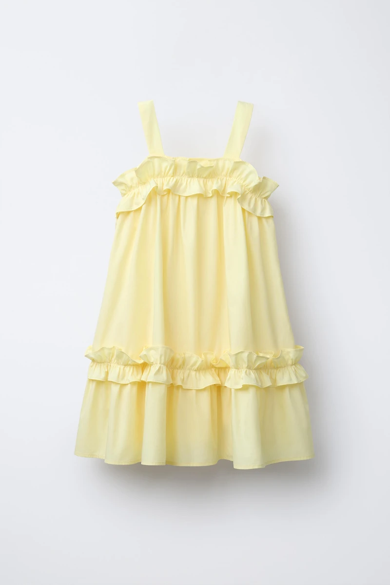 FLOUNCED POPLIN DRESS