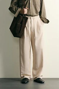 VISCOSE LINEN BLEND RELAXED FIT PANTS