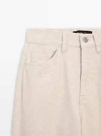 High-waist straight-leg corduroy trousers