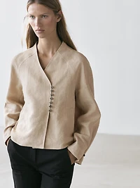 Cropped 100% linen jacket