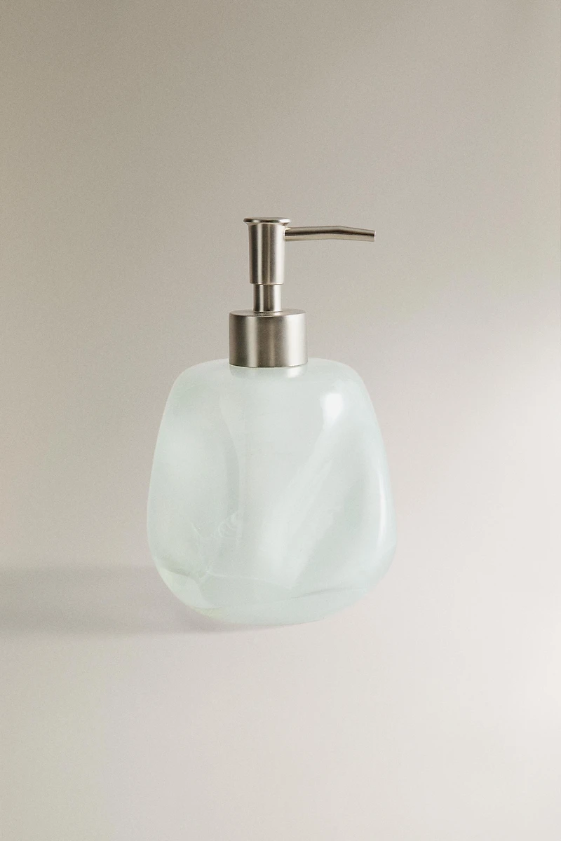 SHADED GREEN GLASS SOAP DISPENSER