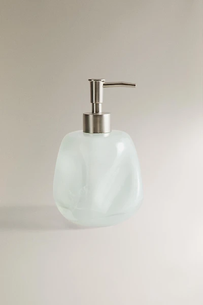 SHADED GREEN GLASS SOAP DISPENSER