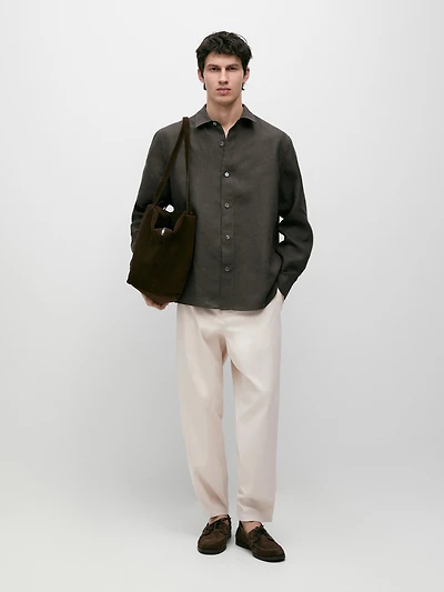 Regular fit 100% heavy linen shirt