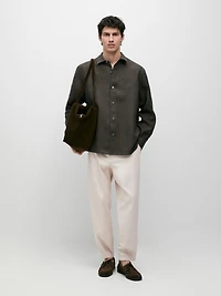 Regular fit 100% heavy linen shirt