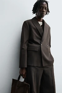 DOUBLE BREASTED WOOL BLEND SUIT JACKET