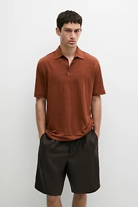 Polo 100 % lin à manches courtes