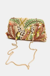 EMBROIDERED BEADED POUCH BAG