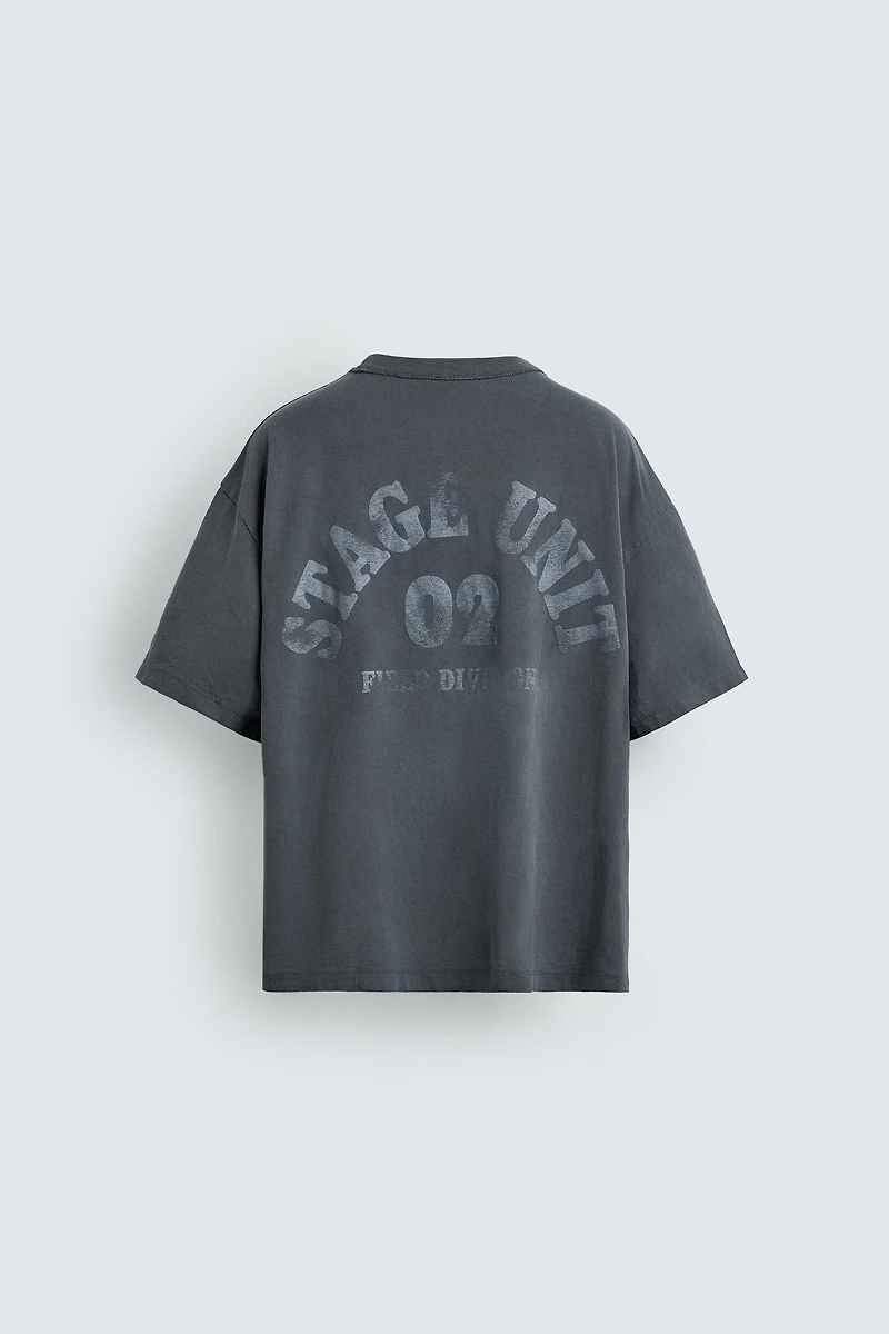 WASHED CONTRAST PRINT T-SHIRT