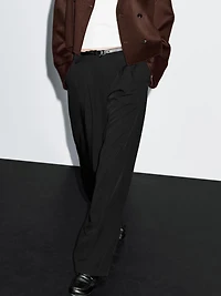 Wide-leg flowing trousers with darts