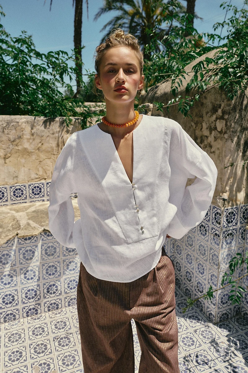100% LINEN KIMONO SHIRT