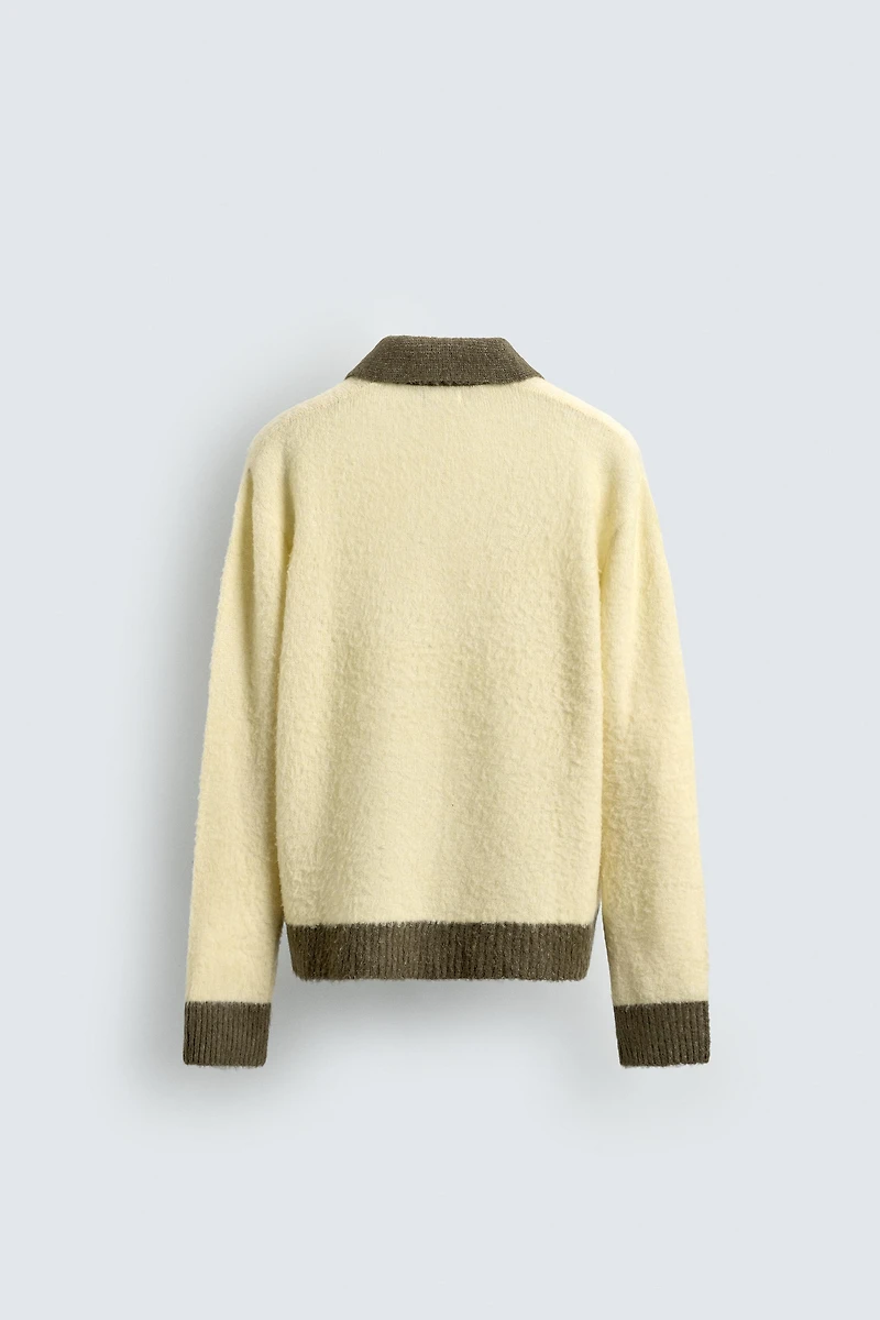 CONTRAST KNIT POLO SHIRT WITH WOOL