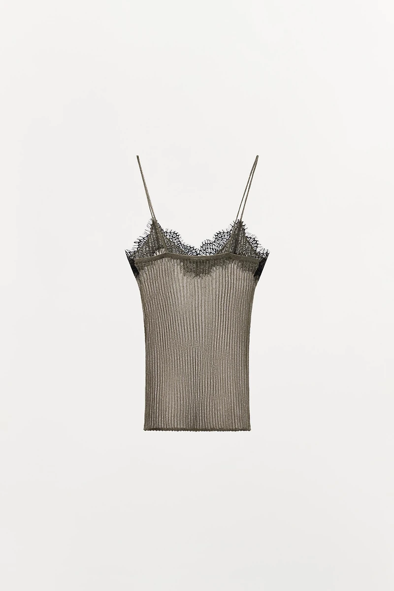 METALLIC THREAD LACE KNIT TOP