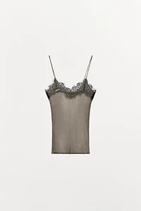 METALLIC THREAD LACE KNIT TOP