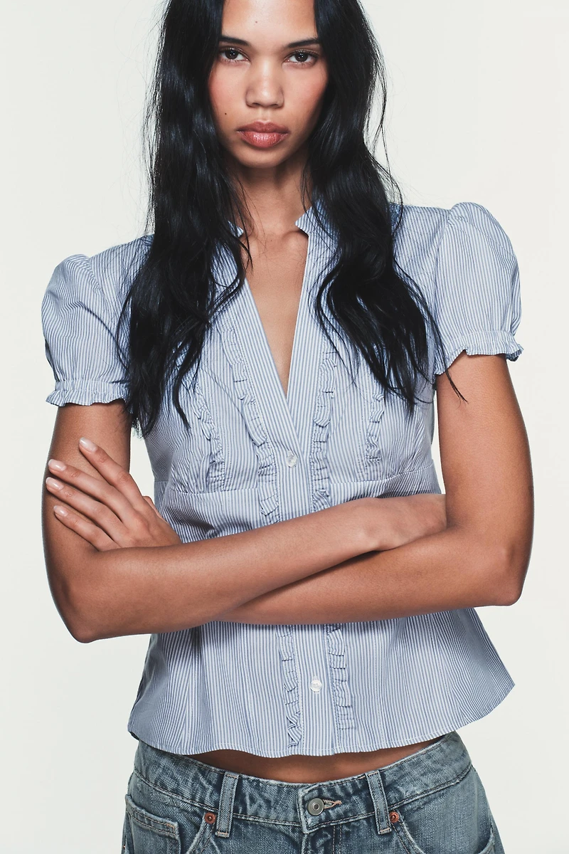 RUFFLED POPLIN SHIRT