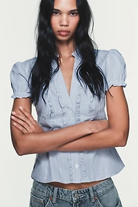 RUFFLED POPLIN SHIRT