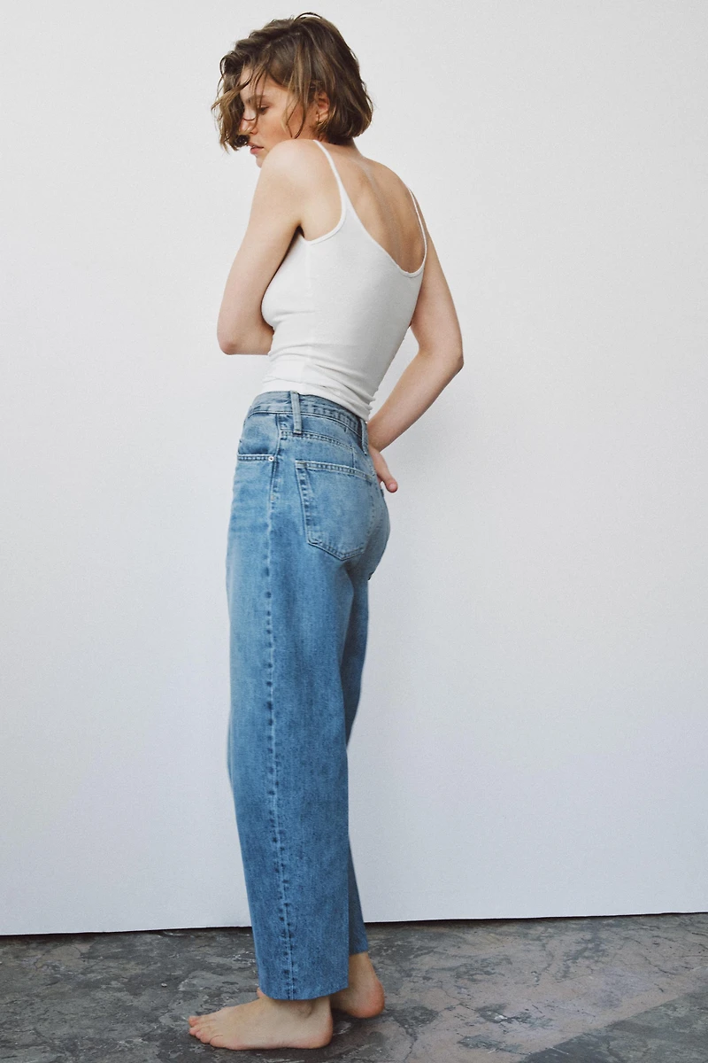 ZW COLLECTION HIGH WAIST STRIPED TAPERED JEANS