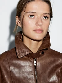 Short nappa leather jacket
