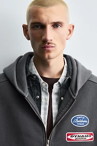 WASHED HOODIE WITH PATCHES