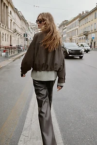 HERRINGBONE BALLOON BOMBER JACKET