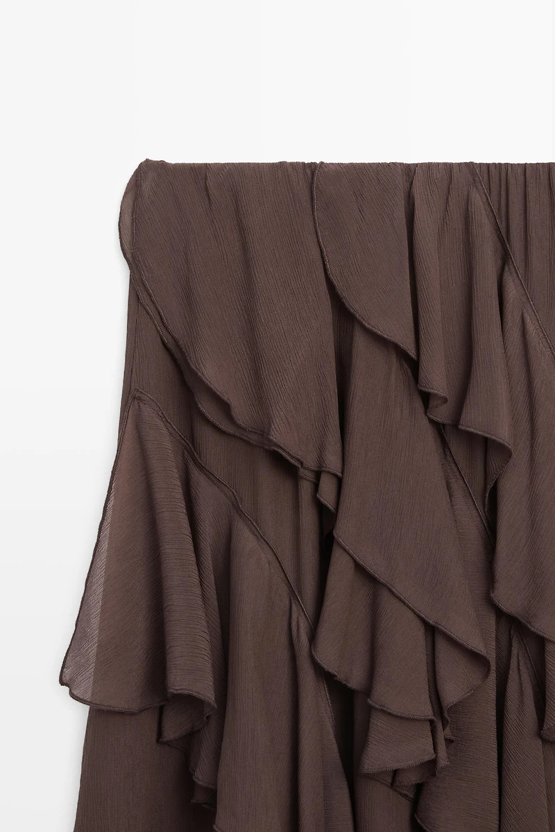 Flowing ruffled midi skirt
