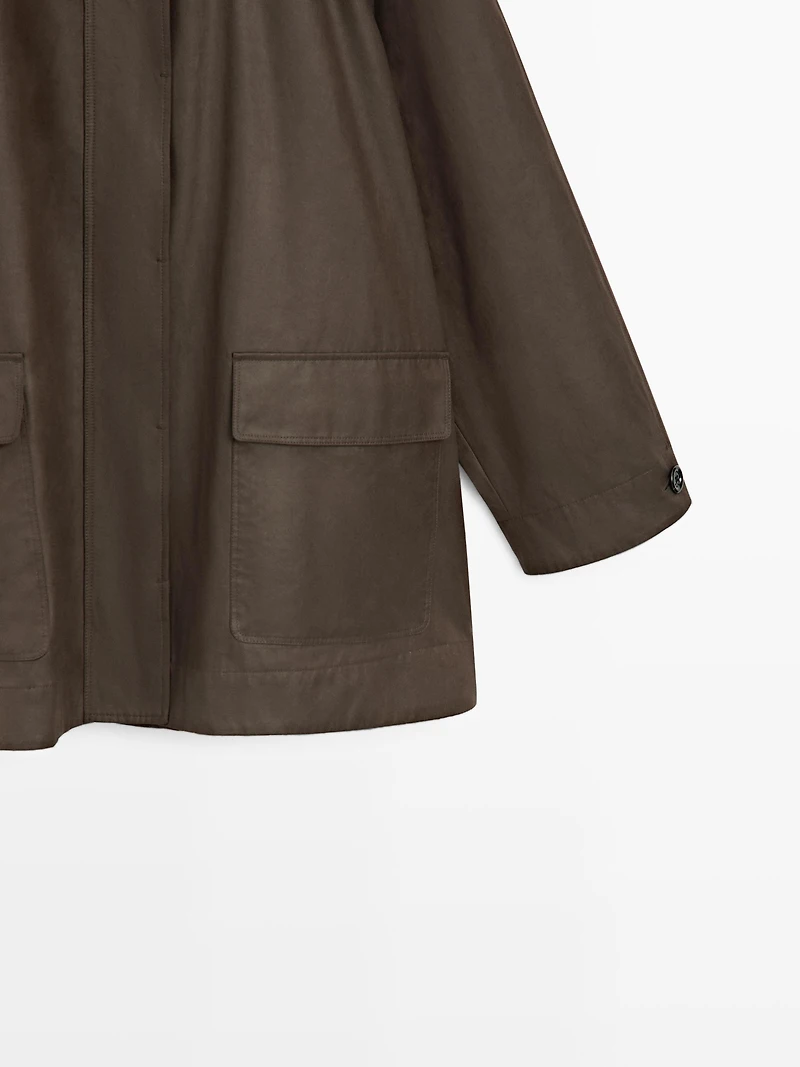 Parka longue détail poches