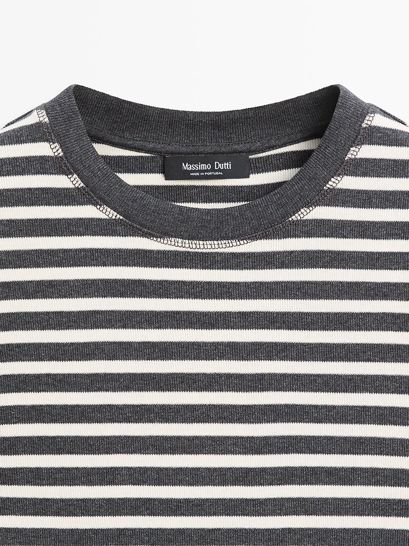 Striped short sleeve cotton T-shirt