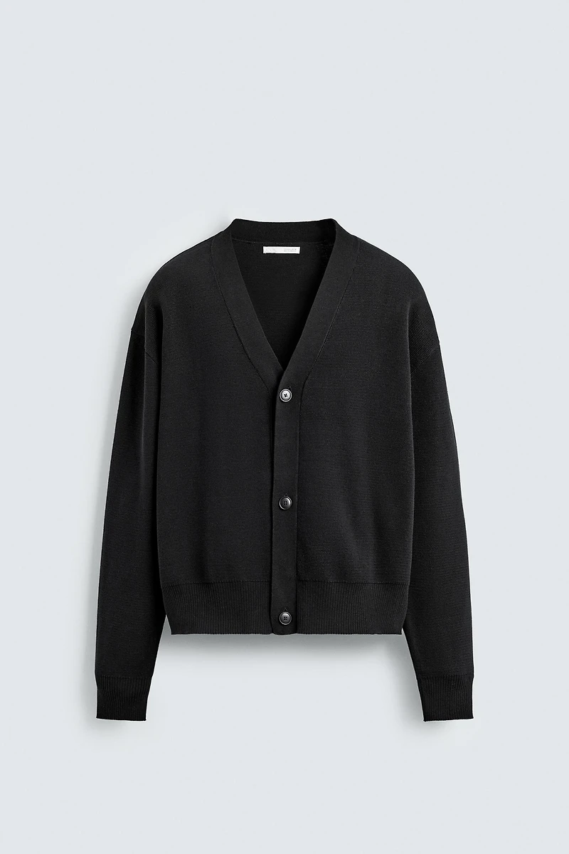 TEXTURED COTTON CARDIGAN