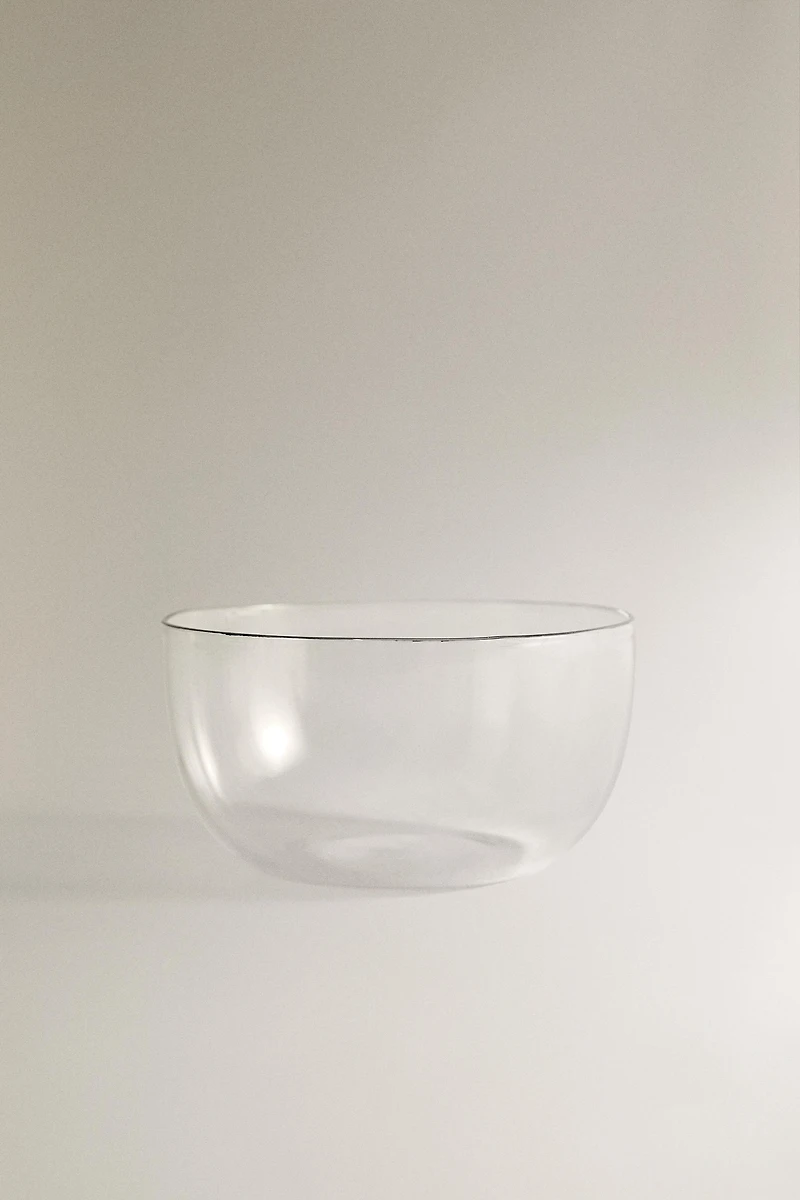 SILVER RIM BOROSILICATE GLASS BOWL