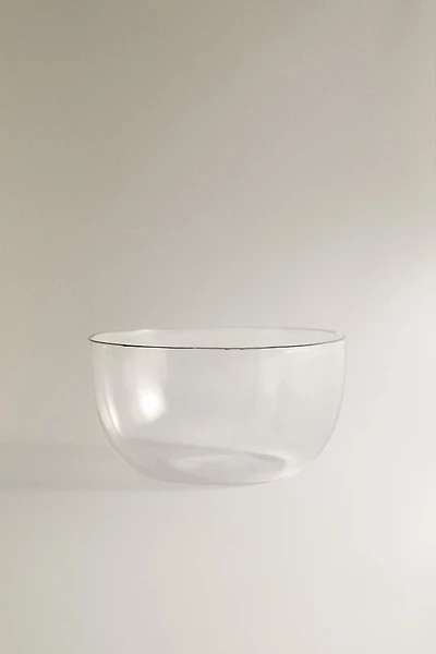 SILVER RIM BOROSILICATE GLASS BOWL