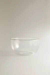 SILVER RIM BOROSILICATE GLASS BOWL
