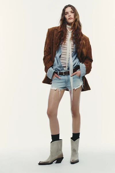 LEATHER COWBOY ANKLE BOOTS