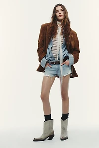 LEATHER COWBOY ANKLE BOOTS