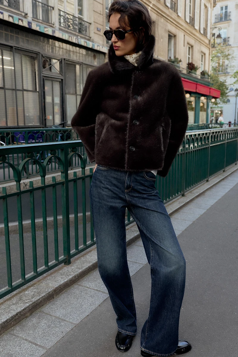 REVERSIBLE DOUBLE FACED FAUX LEATHER JACKET