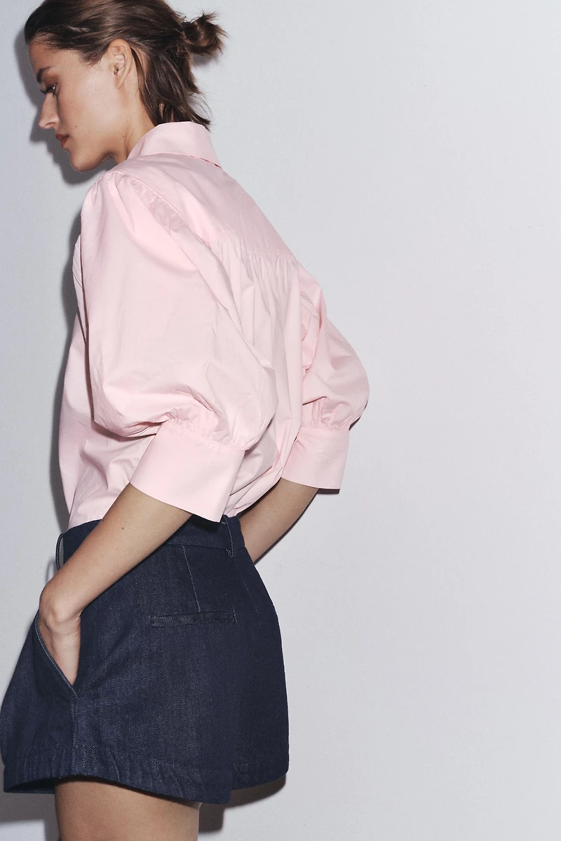 ZW COLLECTION POPLIN BALLOON SLEEVE SHIRT