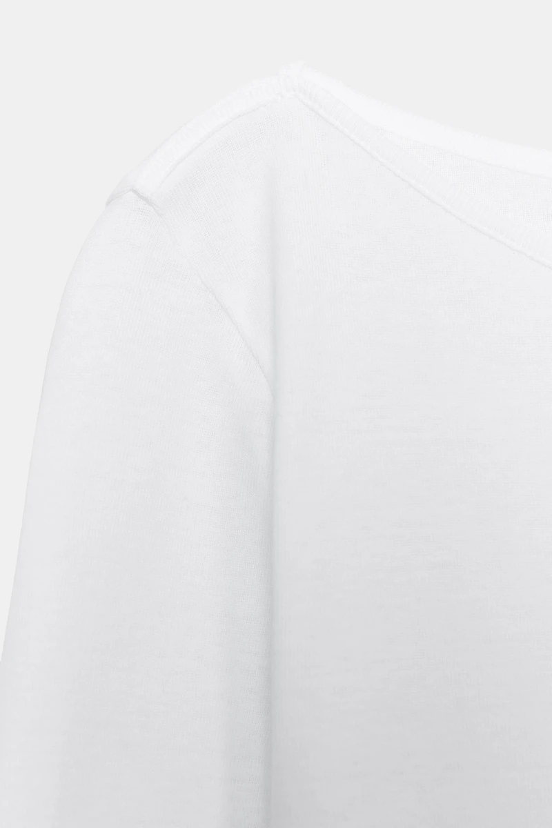 COTTON BOAT NECK T-SHIRT
