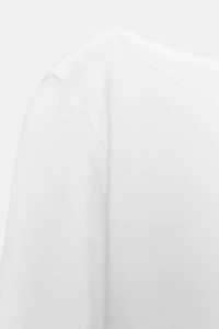 COTTON BOAT NECK T-SHIRT