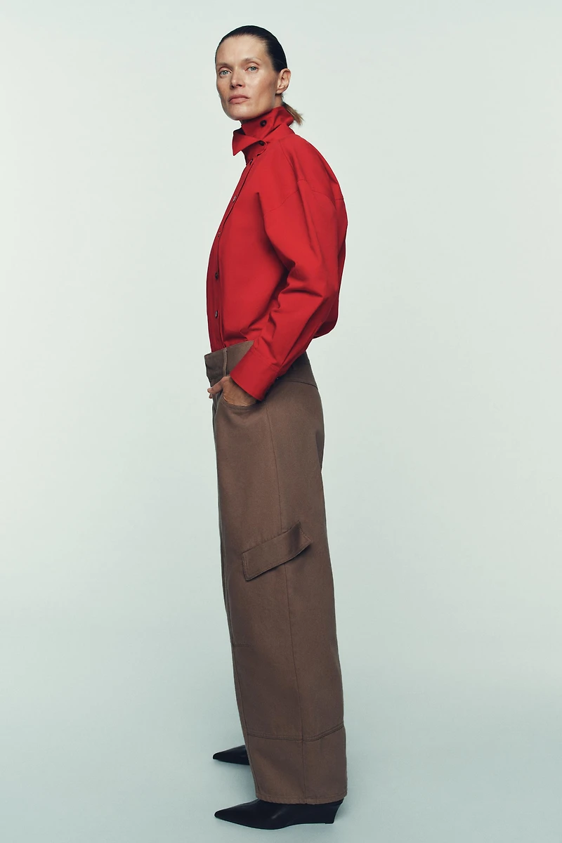 HIGH COLLAR WRAP SHIRT