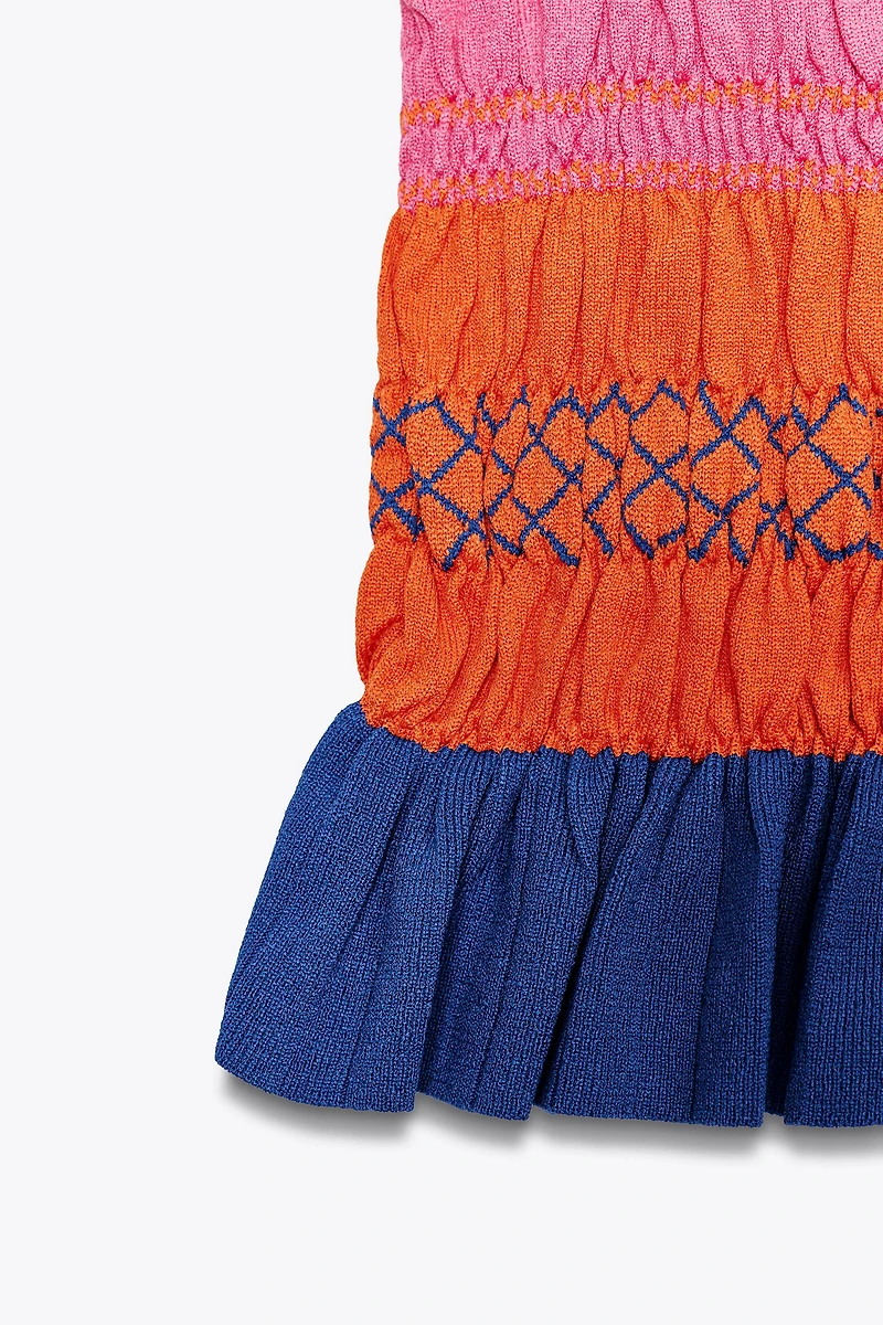 SMOCKED KNIT TOP