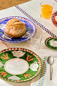 MULTICOLORED EMBROIDERED COTTON TABLECLOTH