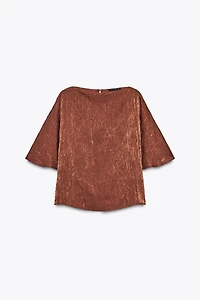 WRINKLED EFFECT SATIN TOP
