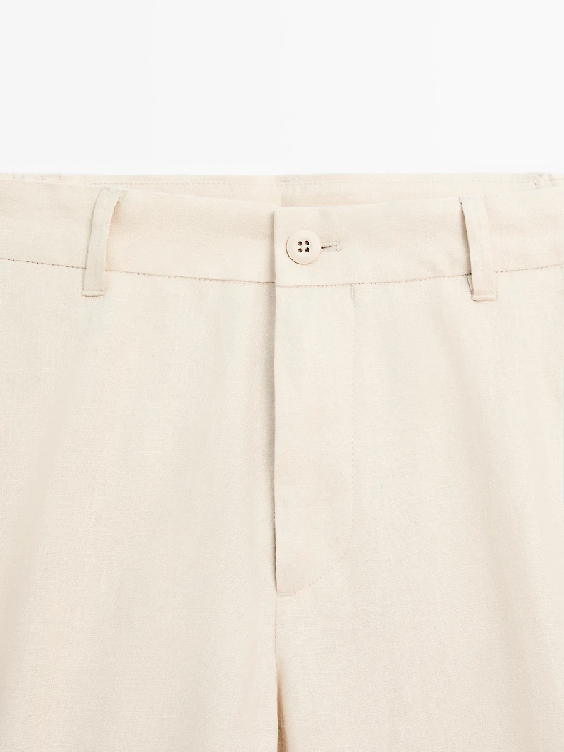 100% linen tapered fit trousers