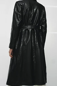 100% LEATHER SHOULDER PAD TRENCH COAT ZW COLLECTION LIMITED EDITION