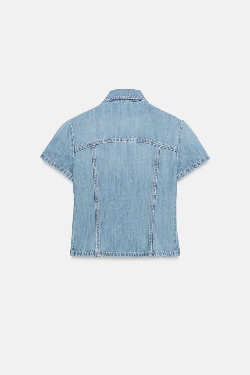 CHEMISE EN DENIM TRF À FERMETURE ÉCLAIR