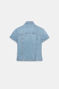 CHEMISE EN DENIM TRF À FERMETURE ÉCLAIR
